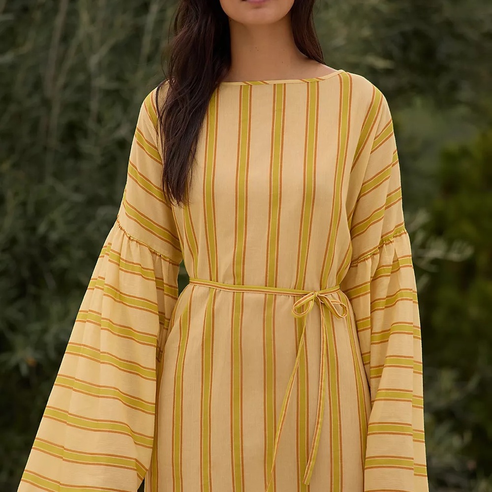 Maeve Golden Striped Long Sleeve Dress